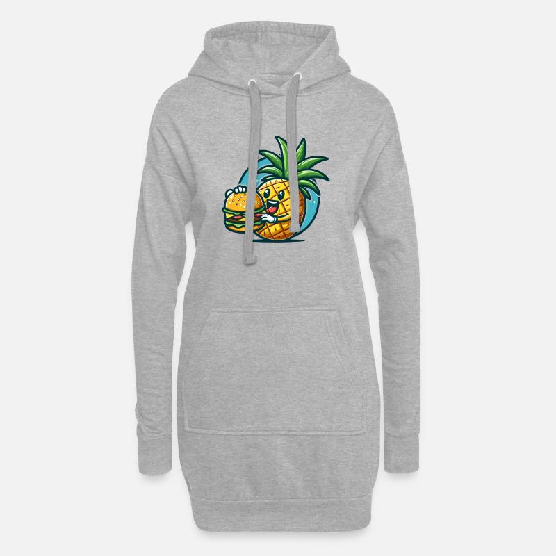 Ananas-Burger - Hoodie-Kleid - Grau meliert