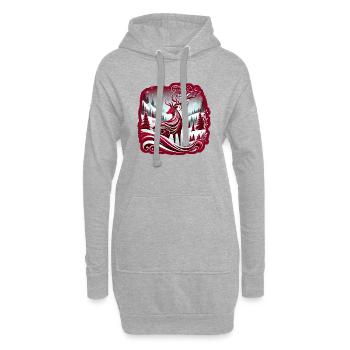 Magie de l’hiver : un design élégant de renne - Sweat-shirt à capuche long Femme - gris chiné - Devant