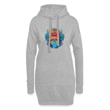 Frau Queen wilde Haare - Hoodie-Kleid - Grau meliert - Vorne