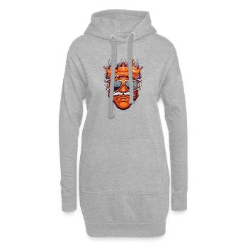Mann König mit Brille - Hoodie-Kleid - Grau meliert - Vorne