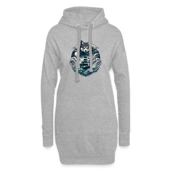 Nautische Mystik: Segelschiff-Abenteuer - Hoodie-Kleid - Grau meliert - Vorne