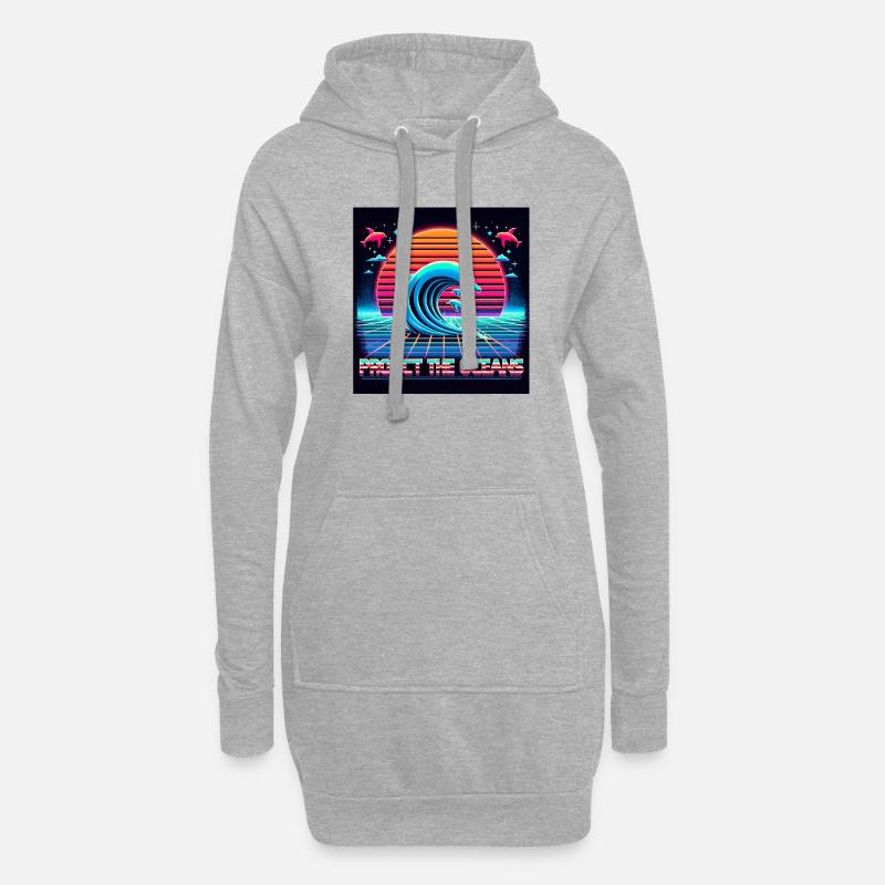 Protect the oceans Retro - Hoodie-Kleid - Grau meliert