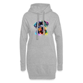 Chien Chiot Rottweiler Rottweiler Chiot Chiens - Sweat-shirt à capuche long Femme - gris chiné - Devant