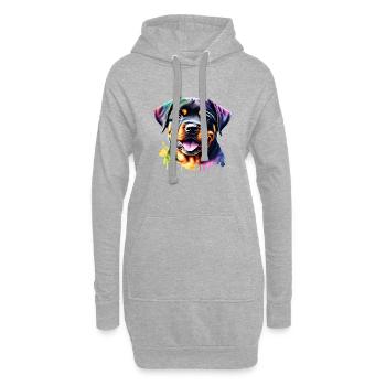 Rottweiler Chien Chiot Chiens Rottweiler Chiot - Sweat-shirt à capuche long Femme - gris chiné - Devant