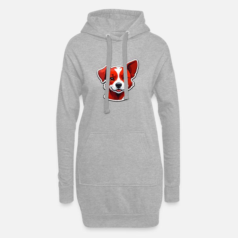 Chien heureux - Sweat-shirt à capuche long Femme - gris chiné