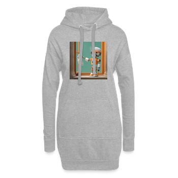 mignon petit robot vintage futuriste orange - Sweat-shirt à capuche long Femme - gris chiné - Devant