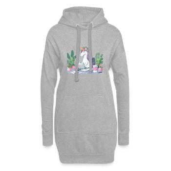 Licorne dans la jungle du bureau - Sweat-shirt à capuche long Femme - gris chiné - Devant