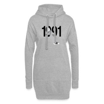 Millésime 1991 - Sweat-shirt à capuche long Femme - gris chiné - Devant
