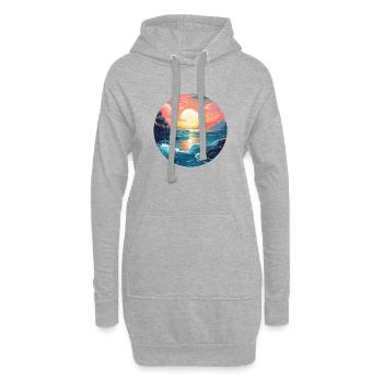 Sonnenuntergang am Meer - Hoodie-Kleid - Grau meliert - Vorne