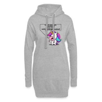 Einschulungseinhorn, sauer Schulbeginn - Hoodie-Kleid - Grau meliert - Vorne