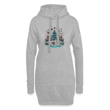 Festliches Winterwunderland: Gemütliche Hütte inmitten von Schnee - Hoodie-Kleid - Grau meliert - Vorne