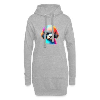Caniche Chien Propriétaire Chien Chiot Chien Amour Caniche Chiot - Sweat-shirt à capuche long Femme - gris chiné - Devant