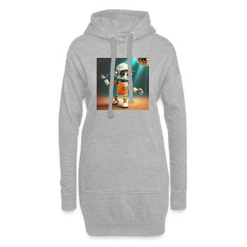 mignon petit robot vintage futuriste orange - Sweat-shirt à capuche long Femme - gris chiné - Devant