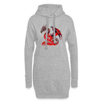 Fantasy Drache Anime Drachenkopf Mythisches Reptil - Hoodie-Kleid - Grau meliert - Vorne