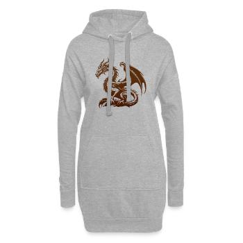 Fantasy Drache Anime Drachenkopf Mythisches Reptil - Hoodie-Kleid - Grau meliert - Vorne