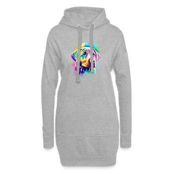 Labrador Propriétaire Chiot Labrador Retriever - Sweat-shirt à capuche long Femme - gris chiné - Devant