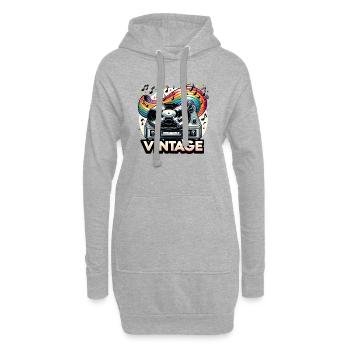 Vintage-Plattenspieler - Hoodie-Kleid - Grau meliert - Vorne