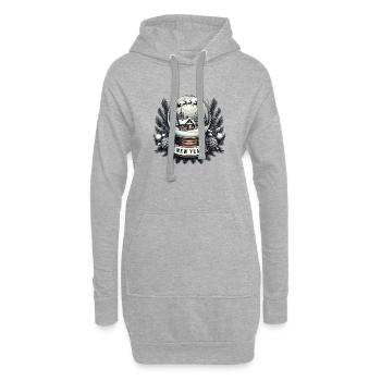 Neujahrszauber: Schneekugel & Schlitten des Weihnachtsmanns - Hoodie-Kleid - Grau meliert - Vorne
