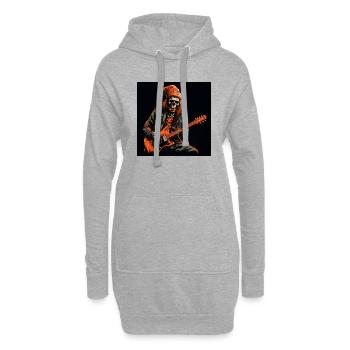 Orange Cap Skeleton Guitarist - Vecteur frappant - Sweat-shirt à capuche long Femme - gris chiné - Devant