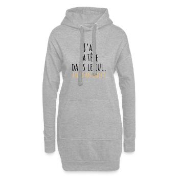 Ich habe meinen Kopf im - lustige Geschenkidee - Hoodie-Kleid - Grau meliert - Vorne