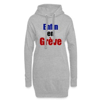 Enfin en grève - Sweat-shirt à capuche long Femme - gris chiné - Devant