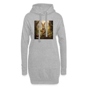 Lapin de Pâques - Sweat-shirt à capuche long Femme - gris chiné - Devant