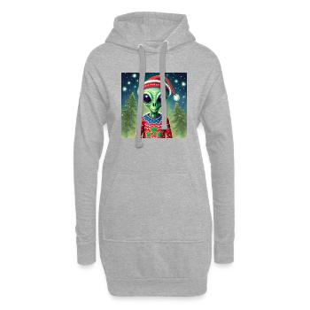 extraterrestre portant un pull de Noël moche - Sweat-shirt à capuche long Femme - gris chiné - Devant