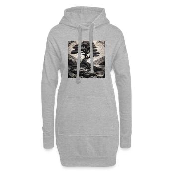 Tree Art Black White - Hoodie-Kleid - Grau meliert - Vorne