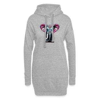 Farbenfroher Elefant - Hoodie-Kleid - Grau meliert - Vorne