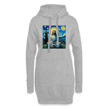 Van-Gogh-Stil Jesus meditiert - Hoodie-Kleid - Grau meliert - Vorne