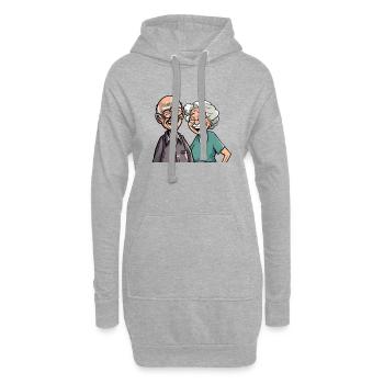 Lachende Rentner Senioren - Hoodie-Kleid - Grau meliert - Vorne