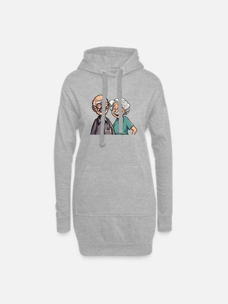 Rire des retraités des aînés - Sweat-shirt à capuche long Femme - gris chiné