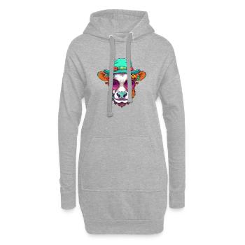lustige Kuh - Hoodie-Kleid - Grau meliert - Vorne