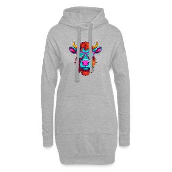 lustige Kuh - Hoodie-Kleid - Grau meliert - Vorne