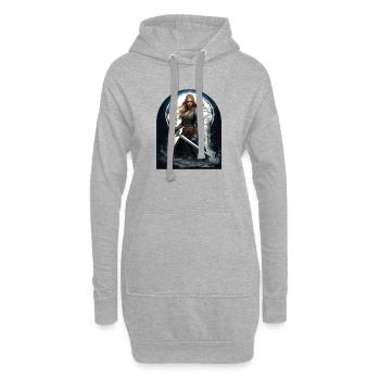 Guerrière gardienne des portes celtes - Sweat-shirt à capuche long Femme - gris chiné - Devant