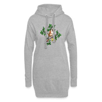 Oiseau coloré - Sweat-shirt à capuche long Femme - gris chiné - Devant