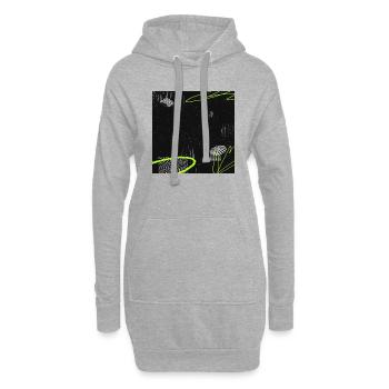 Graphismes acides - Sweat-shirt à capuche long Femme - gris chiné - Devant
