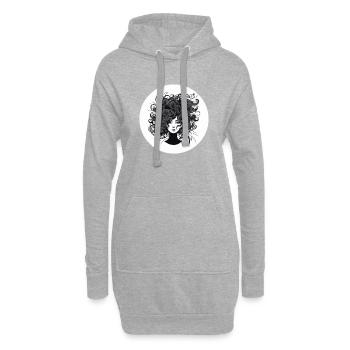 Crazy Frau wilde Haare - Hoodie-Kleid - Grau meliert - Vorne
