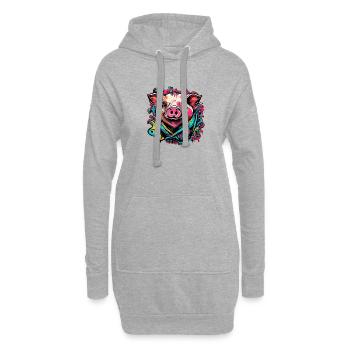 Cochon porte-bonheur Cochon - Sweat-shirt à capuche long Femme - gris chiné - Devant