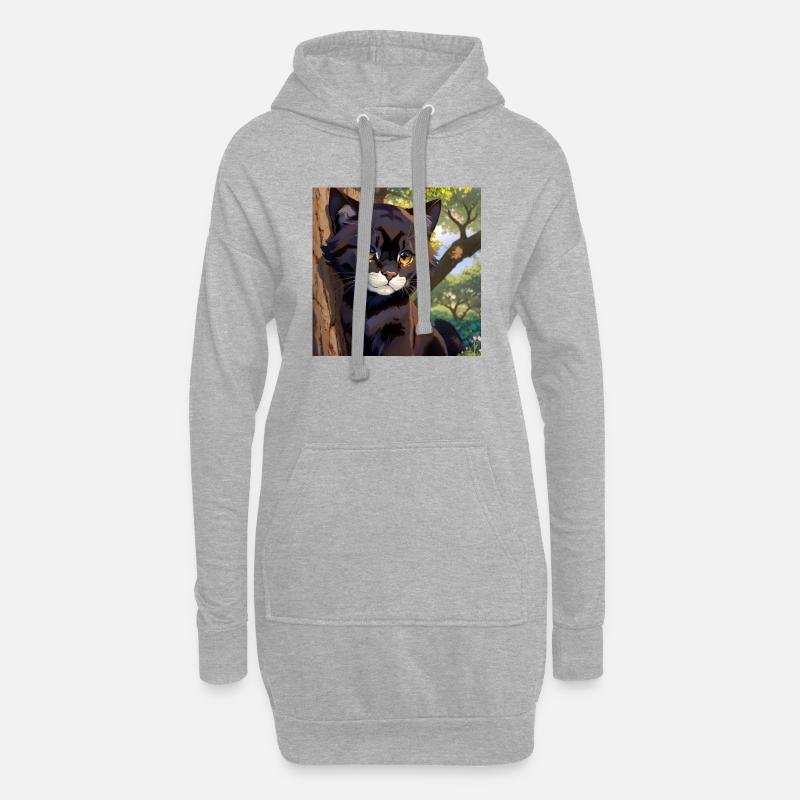 Panthère douce - Sweat-shirt à capuche long Femme - gris chiné
