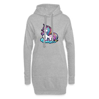 Cute Unicorn on a Cloud - Hoodie Dress - heather grey - Front