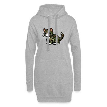 Getarnte Katze - Hoodie-Kleid - Grau meliert - Vorne