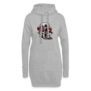 Silberner Totenkopf mit roten Augen - Hoodie-Kleid - Grau meliert - Vorne