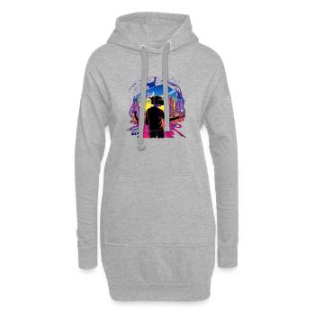 Urban VR Exploration: Cityscape Immersion Art - Hoodie-Kleid - Grau meliert - Vorne