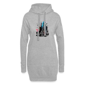 Paris Hollywood Skyline – Icônes culturelles Art - Sweat-shirt à capuche long Femme - gris chiné - Devant
