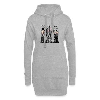 Paris Hollywood Landmark – Le glamour de la ville de nuit - Sweat-shirt à capuche long Femme - gris chiné - Devant