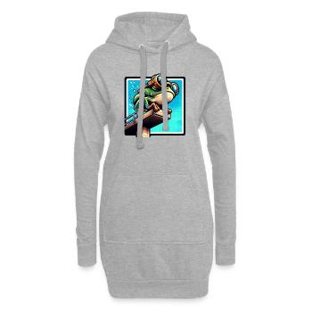 Frosch bereit zum Tauchen - Hoodie-Kleid - Grau meliert - Vorne