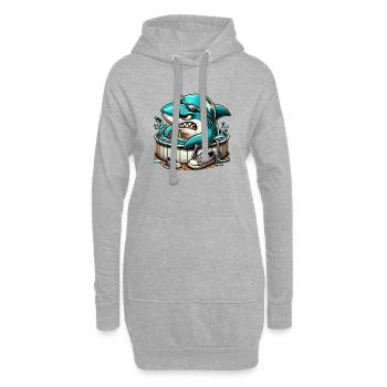 Requin cool dans un baril de natation - Sweat-shirt à capuche long Femme - gris chiné - Devant