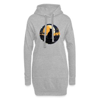 Chat de minuit - Sweat-shirt à capuche long Femme - gris chiné - Devant