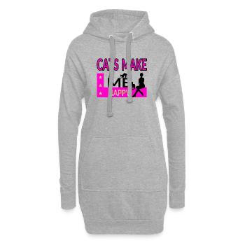 Chat - Sweat-shirt à capuche long Femme - gris chiné - Devant